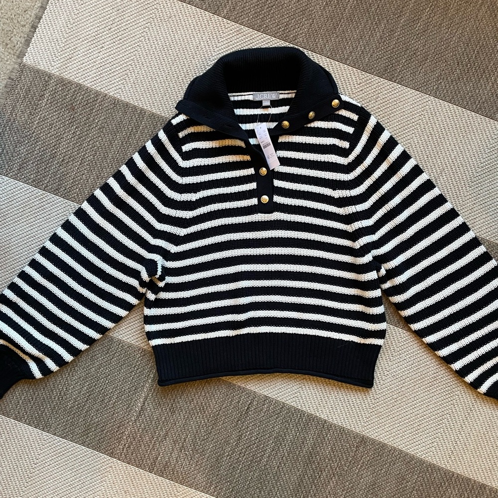 J. Crew Black and White Striped Sweater